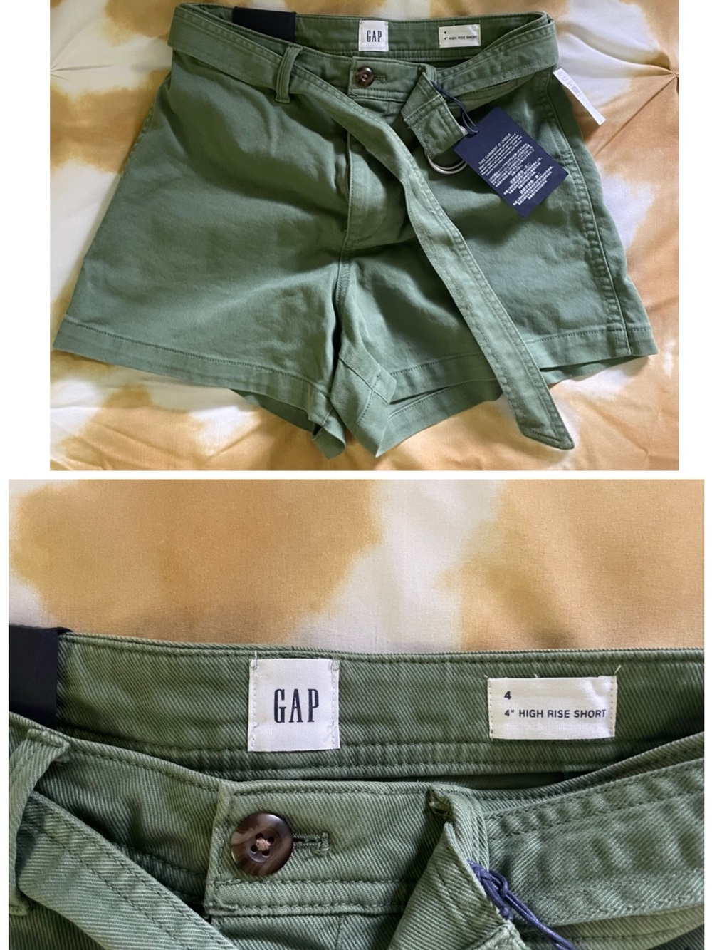 GAP Olive High-Waist Belted Shorts